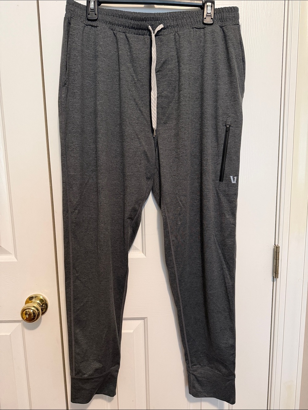 Vuori Charcoal Gray Performance Joggers with White Drawcord